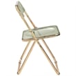 LeisureMod Lawrence Acrylic Folding Chair With Gold Metal Frame in Amber
