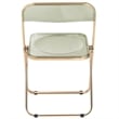 LeisureMod Lawrence Acrylic Folding Chair With Gold Metal Frame in Amber