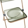 LeisureMod Lawrence Acrylic Folding Chair With Gold Metal Frame in Amber