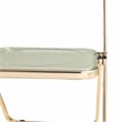 LeisureMod Lawrence Acrylic Folding Chair With Gold Metal Frame in Amber