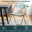 LeisureMod Lawrence Acrylic Folding Chair With Gold Metal Frame in Jade Green