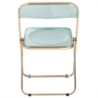 LeisureMod Lawrence Acrylic Folding Chair With Gold Metal Frame in Jade Green