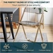 LeisureMod Lawrence Acrylic Folding Chair With Gold Metal Frame in Black