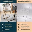 LeisureMod Lawrence Acrylic Folding Chair With Gold Metal Frame in Black