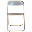 LeisureMod Lawrence Acrylic Folding Chair With Gold Metal Frame in Black