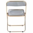 LeisureMod Lawrence Acrylic Folding Chair With Gold Metal Frame in Black