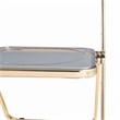 LeisureMod Lawrence Acrylic Folding Chair With Gold Metal Frame in Black