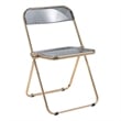 LeisureMod Lawrence Acrylic Folding Chair With Gold Metal Frame in Black