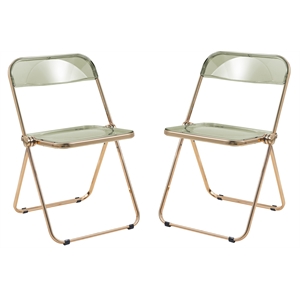 leisuremod lawrence acrylic folding chair gold metal frame set of 2