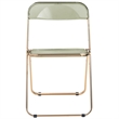 LeisureMod Lawrence Acrylic Folding Chair Gold Metal Frame Set of 4 in Amber