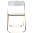 LeisureMod Lawrence Acrylic Folding Chair Gold Metal Frame Set of 2 in Clear