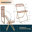 LeisureMod Lawrence Acrylic Folding Chair Gold Metal Frame Set of 2 in Rose Pink