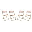 LeisureMod Lawrence Acrylic Folding Chair Gold Metal Frame Set of 4 in Rose Pink