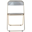LeisureMod Lawrence Acrylic Folding Chair Gold Metal Frame Set of 2 in Black