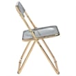 LeisureMod Lawrence Acrylic Folding Chair Gold Metal Frame Set of 2 in Black