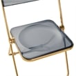 LeisureMod Lawrence Acrylic Folding Chair Gold Metal Frame Set of 2 in Black