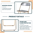 LeisureMod Lawrence Acrylic Folding Chair Gold Metal Frame Set of 4 in Black