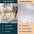 LeisureMod Lawrence Acrylic Folding Chair Gold Metal Frame Set of 4 in Black