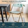 LeisureMod Lawrence Acrylic Folding Chair Gold Metal Frame 2 Set in Jade Green