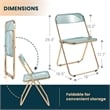 LeisureMod Lawrence Acrylic Folding Chair Gold Metal Frame 2 Set in Jade Green