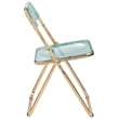 LeisureMod Lawrence Acrylic Folding Chair Gold Metal Frame 2 Set in Jade Green