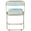 LeisureMod Lawrence Acrylic Folding Chair Gold Metal Frame 2 Set in Jade Green