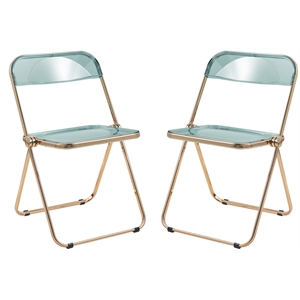 leisuremod lawrence acrylic folding chair gold metal frame set of 2
