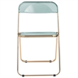 LeisureMod Lawrence Acrylic Folding Chair Gold Metal Frame 4 Set in Jade Green