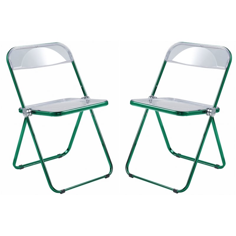 green metal folding chairs