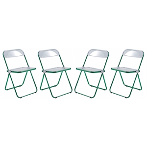leisuremod lawrence acrylic folding chair with metal frame set of 4