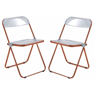 leisuremod lawrence acrylic folding chair with metal frame set of 2