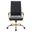 LeisureMod Benmar High-Back Leather Office Chair With Gold Frame in Black