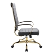 LeisureMod Benmar High-Back Leather Office Chair With Gold Frame in Black