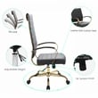 LeisureMod Benmar High-Back Leather Office Chair With Gold Frame in Black