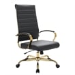 LeisureMod Benmar High-Back Leather Office Chair With Gold Frame in Black