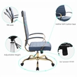 LeisureMod Benmar High-Back Leather Office Chair With Gold Frame in Navy Blue