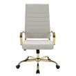 LeisureMod Benmar High-Back Leather Office Chair With Gold Frame in Tan