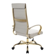 LeisureMod Benmar High-Back Leather Office Chair With Gold Frame in Tan