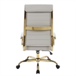 LeisureMod Benmar High-Back Leather Office Chair With Gold Frame in Tan
