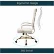 LeisureMod Benmar High-Back Leather Office Chair With Gold Frame in Tan
