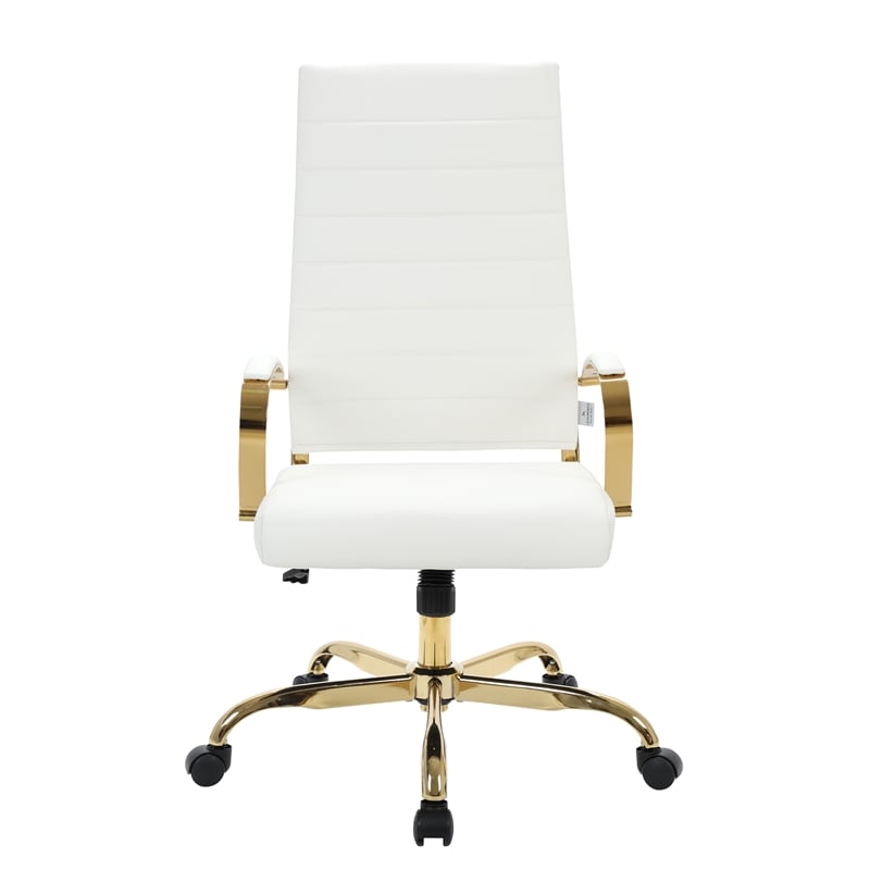 LeisureMod Benmar HighBack Leather Office Chair With Gold Frame in