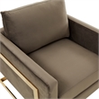 LeisureMod Lincoln Velvet Accent Arm Chair With Gold Frame in Dark Gray