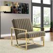 LeisureMod Montgomery Velvet Pinstripe Accent Chair Armchair In Dark Grey