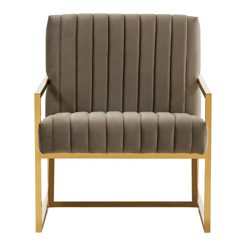 LeisureMod Montgomery Velvet Pinstripe Accent Chair Armchair In Dark Grey