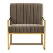 LeisureMod Montgomery Velvet Pinstripe Accent Chair Armchair In Dark Grey