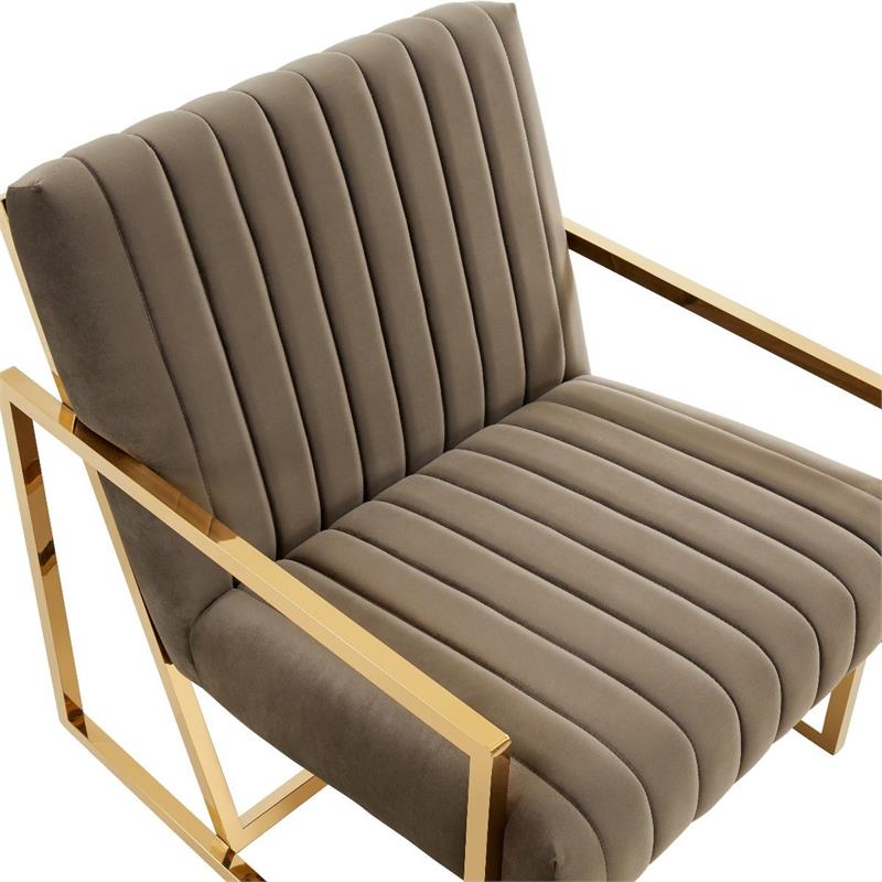 LeisureMod Montgomery Velvet Pinstripe Accent Chair Armchair In Dark Grey