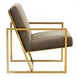 LeisureMod Montgomery Velvet Pinstripe Accent Chair Armchair In Dark Grey