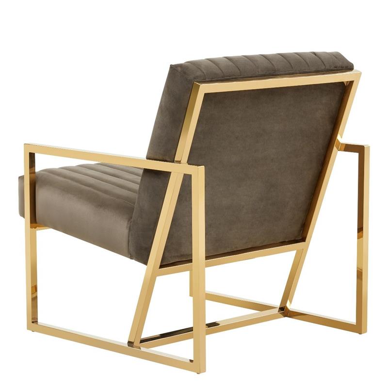 LeisureMod Montgomery Velvet Pinstripe Accent Chair Armchair In Dark Grey