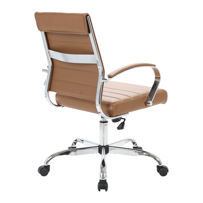 LeisureMod Benmar Modern Leatherette Executive Swivel Office Chair In Brown