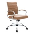 LeisureMod Benmar Modern Leatherette Executive Swivel Office Chair In Brown
